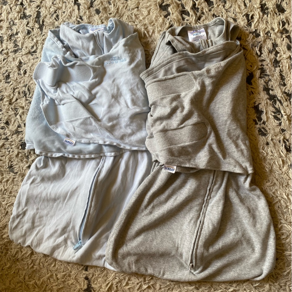 Halo SleepSack Swaddle Bundle of 2 Gray and Light Blue